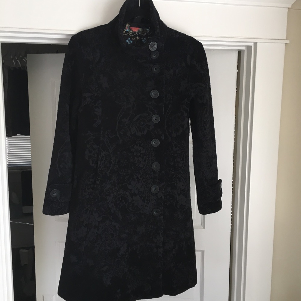 Desigual Black Brocade Dress Coat- M